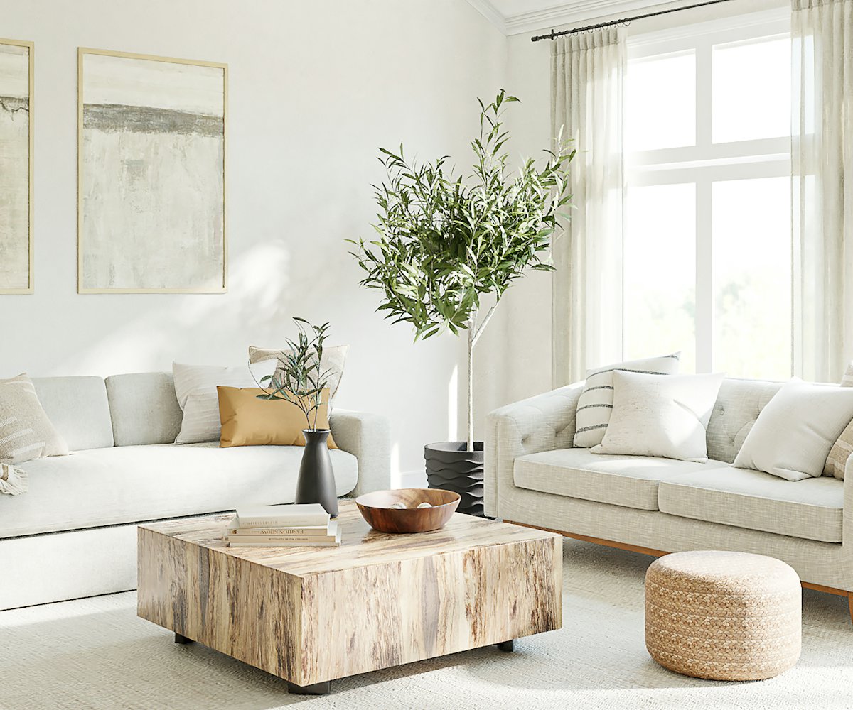 Clean, bright living room